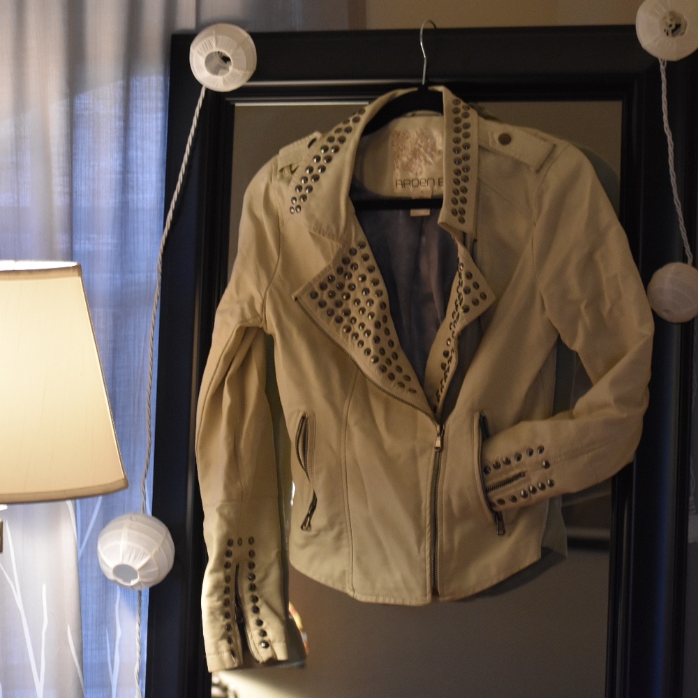White Studded Leather Jacket